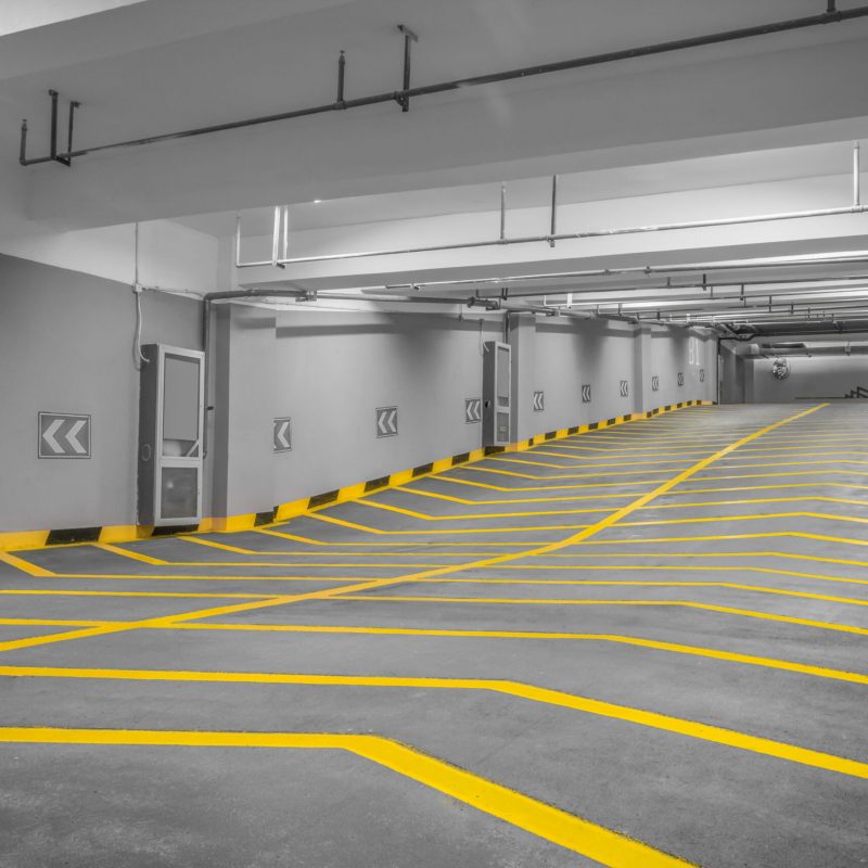 Entrance to a modern underground car park